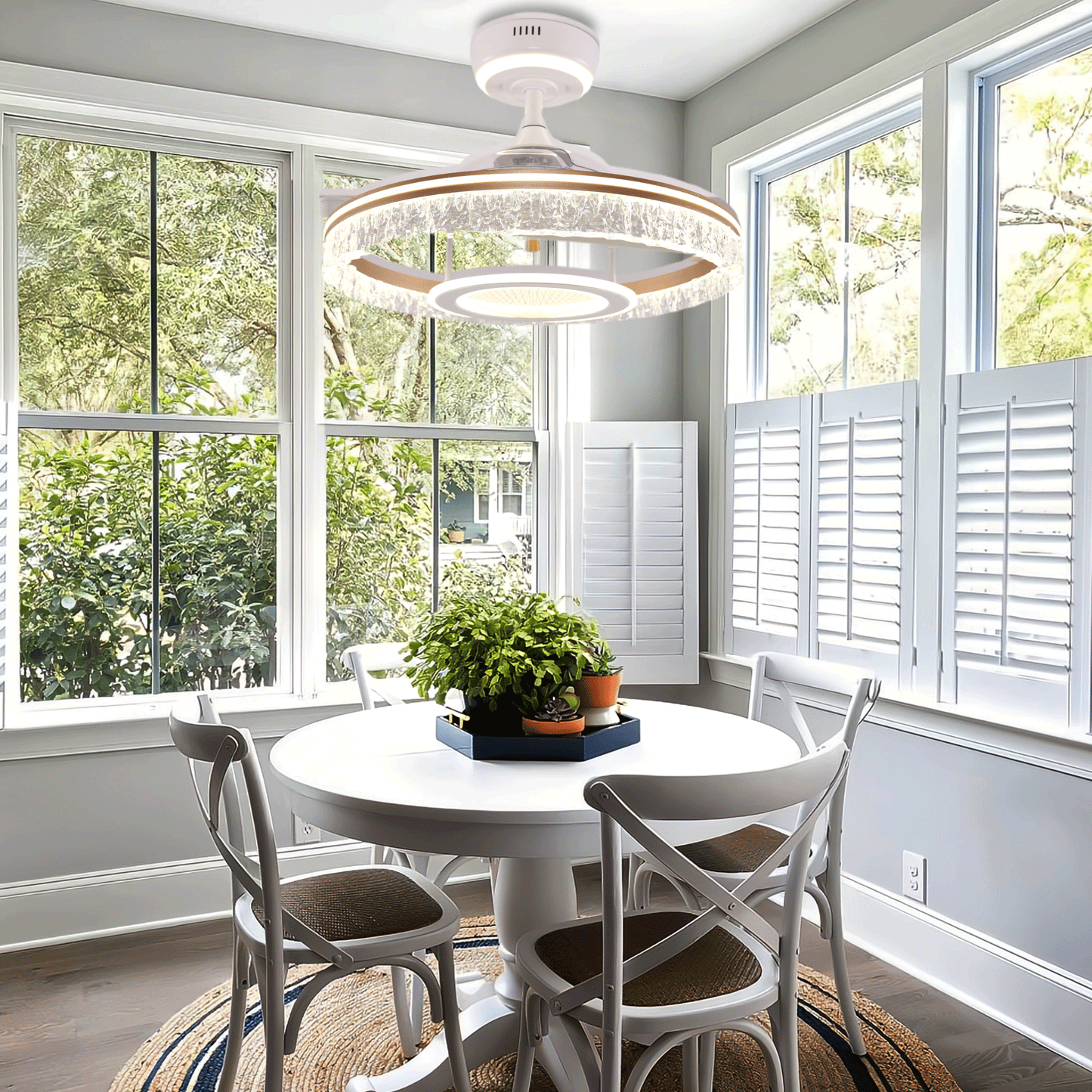 Lightsin Whisper Quiet Reversible Ceiling Fan with Light Acrylic and Metal Fan Ceiling Light Fixture Velora Boutique