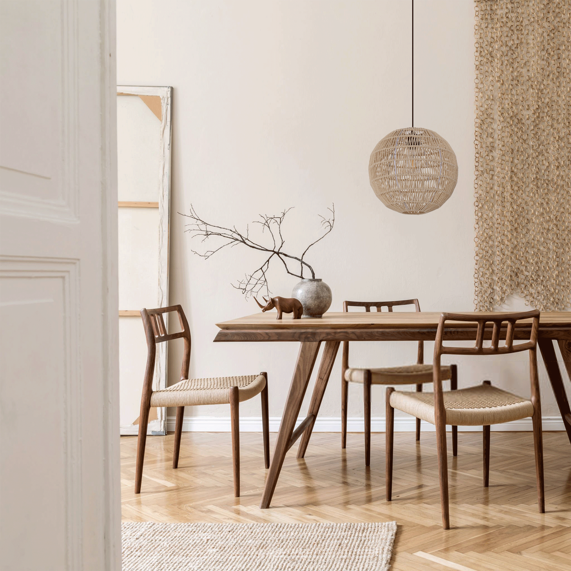 Lightsin Round Cotton Rope Pendant Light – Handwoven Ceiling Pendant for Living Room, Dining Room & Kitchen Velora Boutique