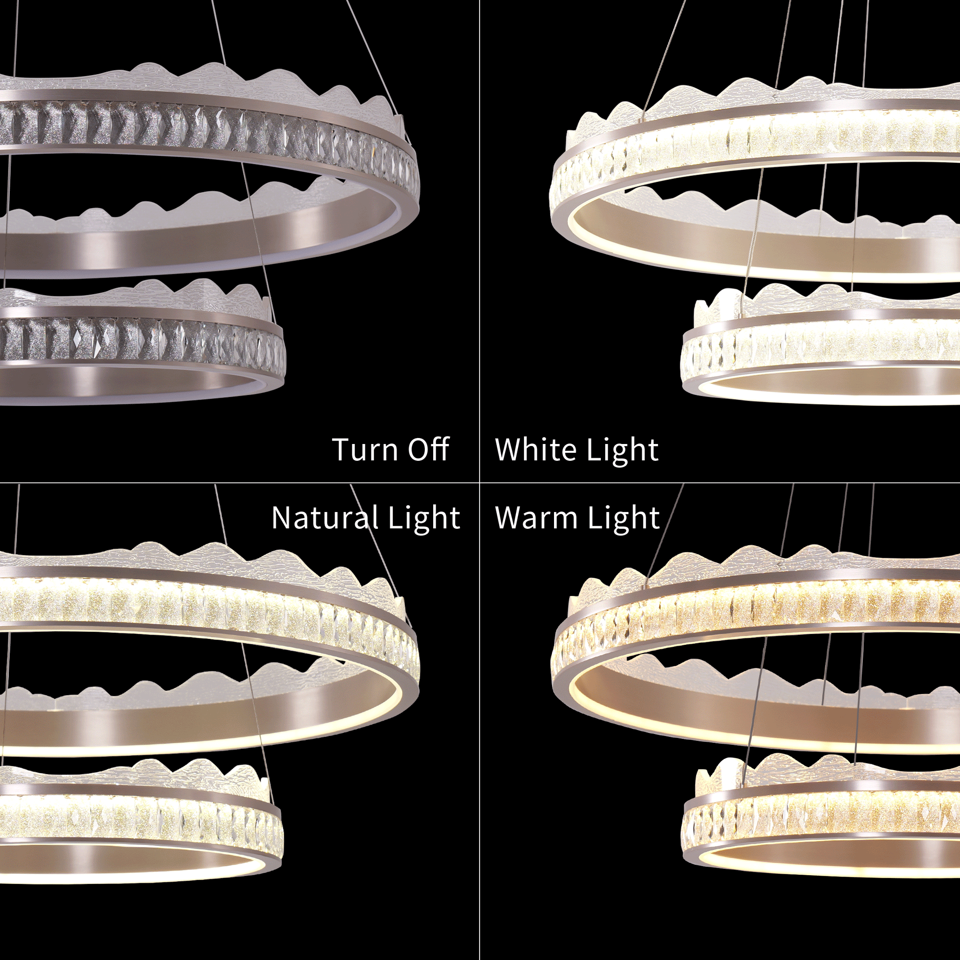 Lightsin Golden Crystal Dual-Ring LED Pendant Light in Modern Aluminum Design Velora Boutique