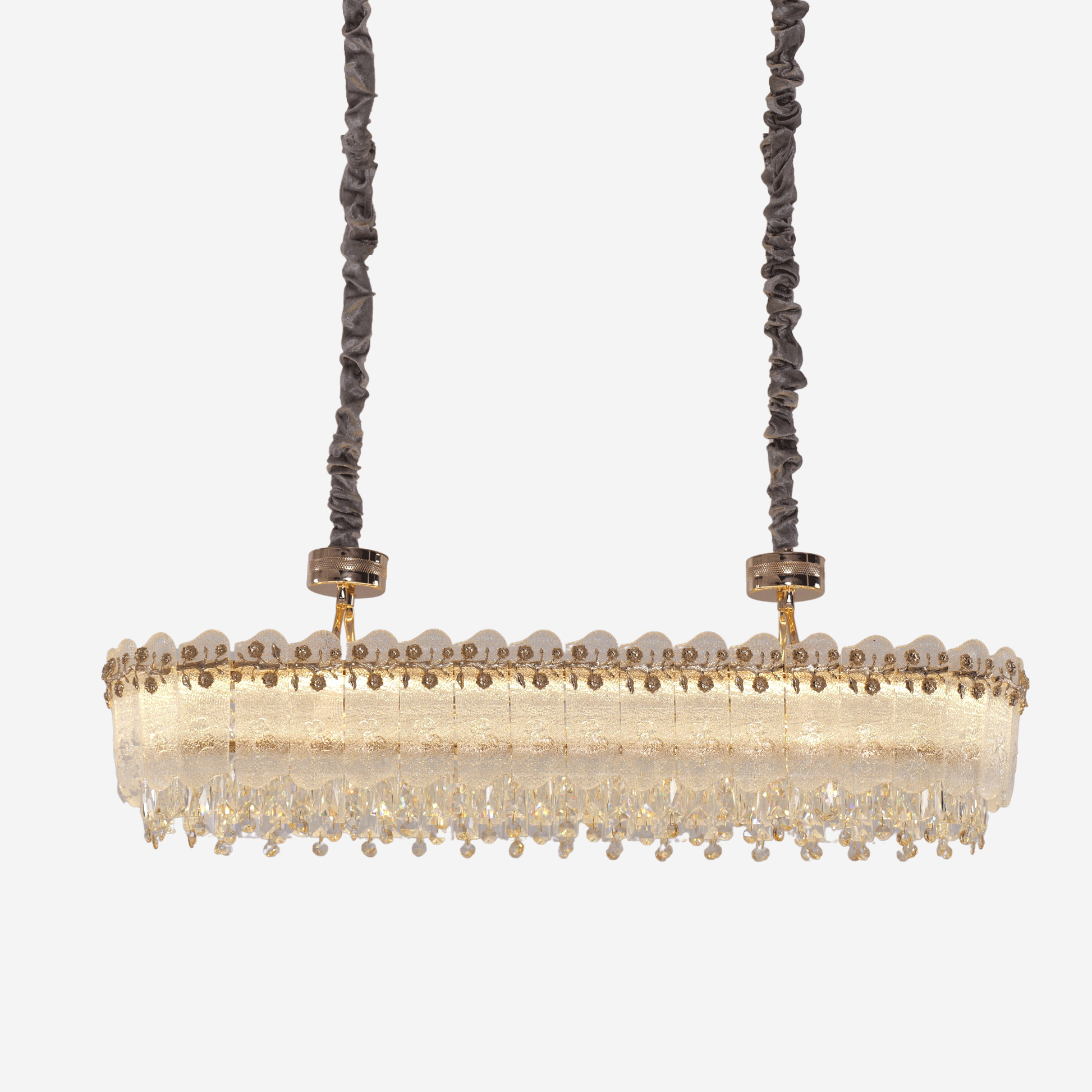 Lightsin Contemporary Crystal Pendant Light Oval and Round Dimmable Ceiling Fixture for Living Room and Hall Velora Boutique