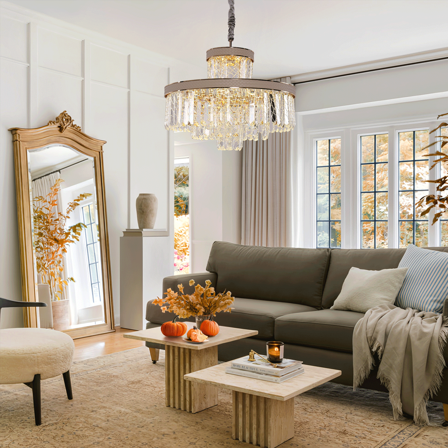 Lightsin Luxury Hanging Lights for Living Room with Golden Crystal Radiance Velora Boutique