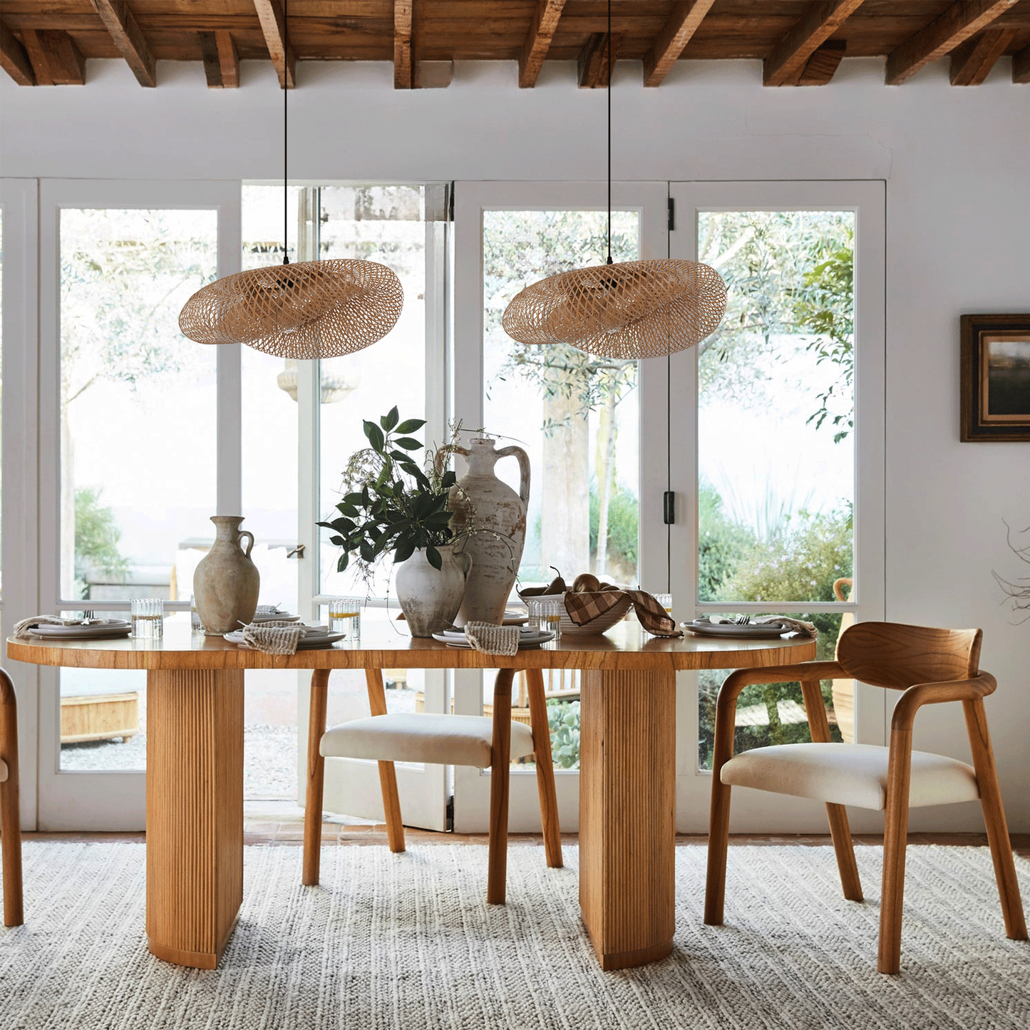 Lightsin Natural Handmade Eco-Friendly Bamboo Pendant Light for Dining Room Velora Boutique