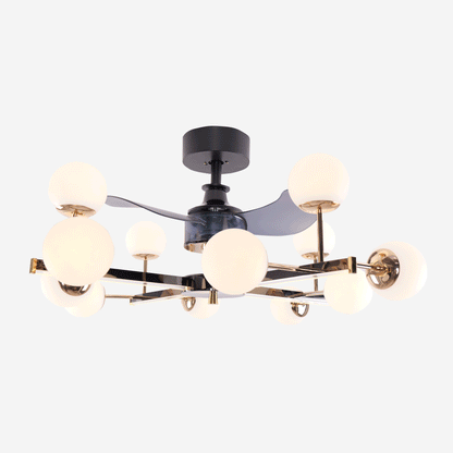 Lightsin Modern Sphere 3-Blade Ceiling Fan with Light Black & Gold Finish Velora Boutique