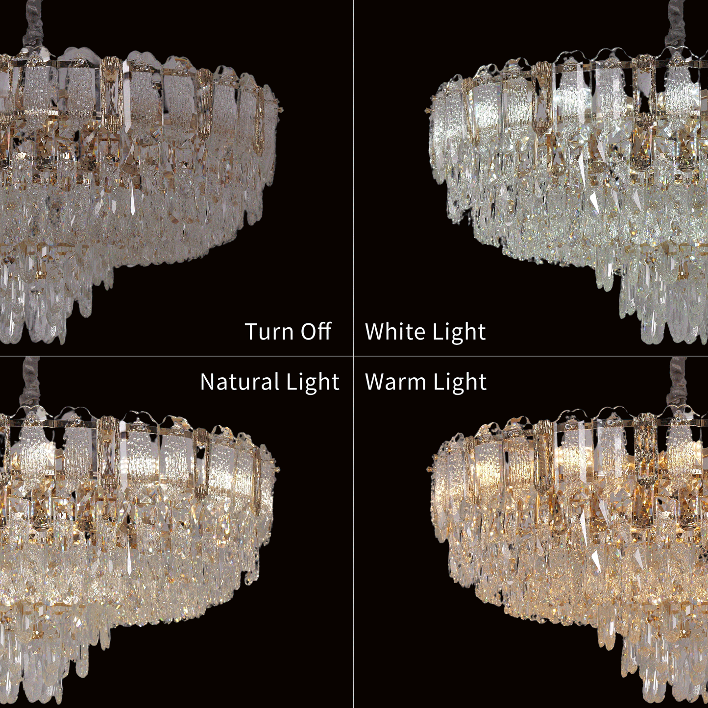 Lightsin Elegant Crystal-Accented Champagne Gold Crystal Chandelier Pendant Light Velora Boutique