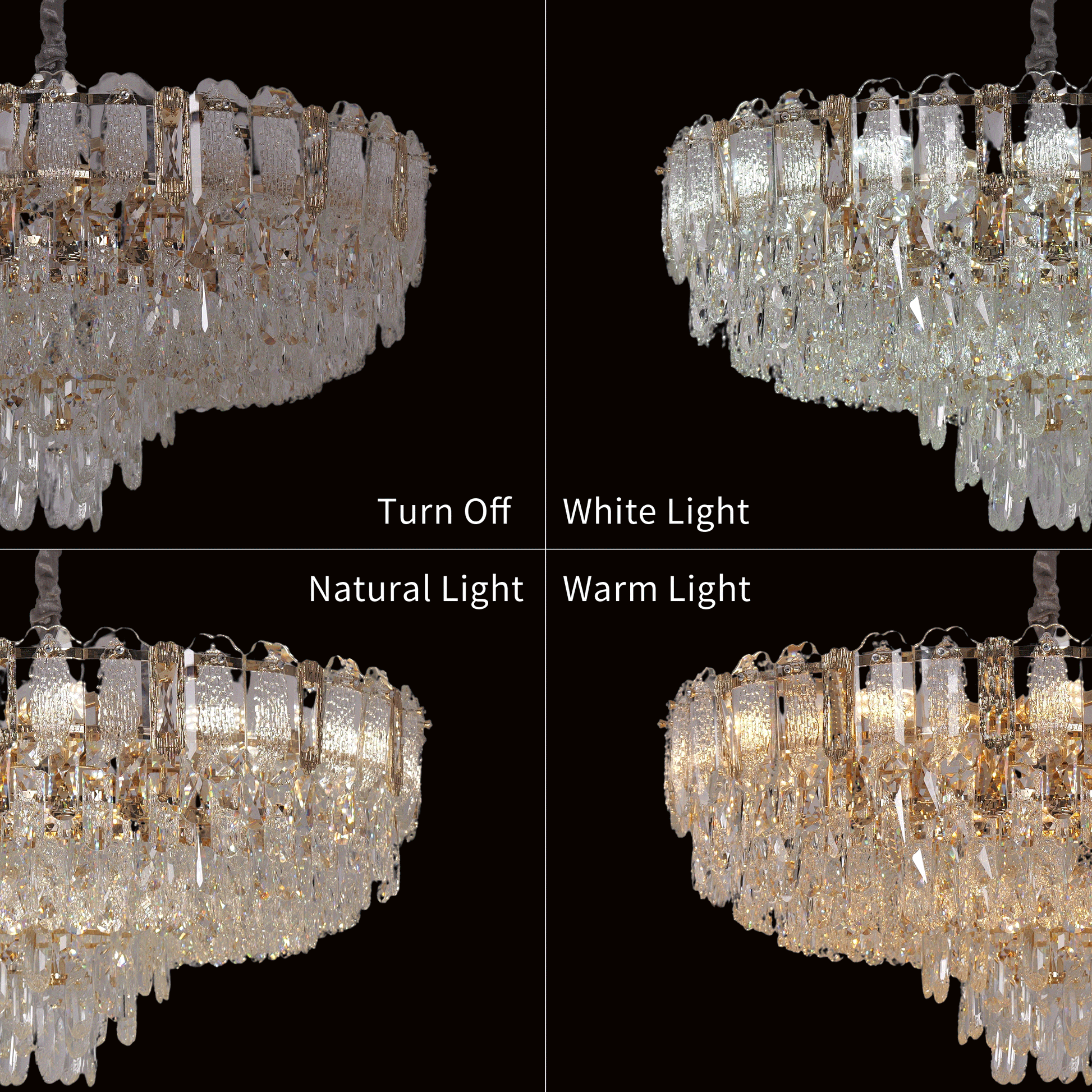 Lightsin Elegant Crystal-Accented Champagne Gold Crystal Chandelier Pendant Light Velora Boutique