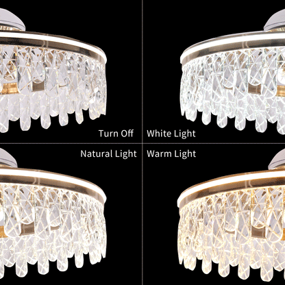 Lightsin 60cm Modern Gold Crystal Ceiling Fan with Light Velora Boutique
