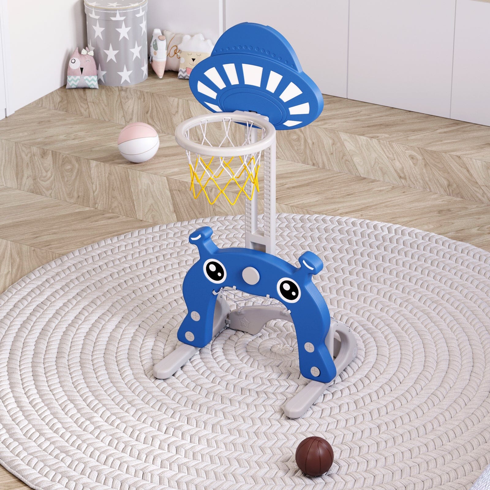 2 - in - 1 Adjustable Kids Basketball Hoop with Football Goal - House Comfort