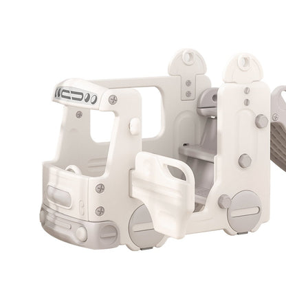 2 In 1 Indoor Kids Bus Toddlers Safety Climber Playset with Slide - House Comfort