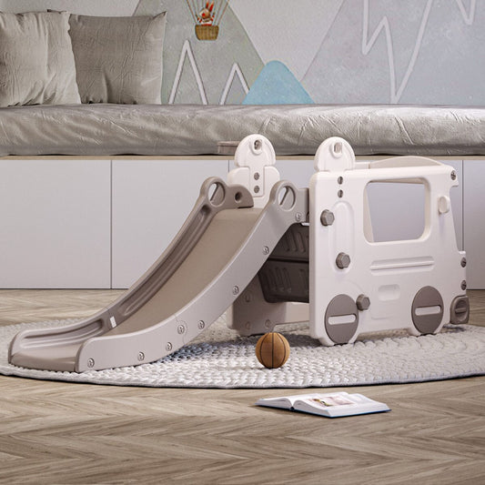 2 In 1 Indoor Kids Bus Toddlers Safety Climber Playset with Slide - House Comfort