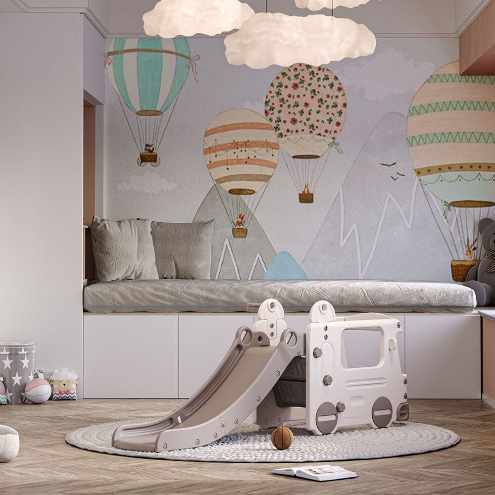 2 In 1 Indoor Kids Bus Toddlers Safety Climber Playset with Slide - House Comfort