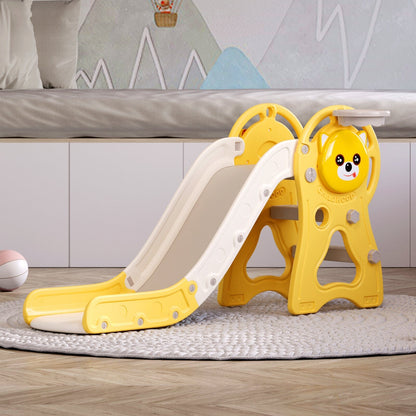 2 - in - 1 Sturdy Toddler Slide with Basketball Hoop for Indoor Outdoor - House Comfort