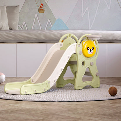 2 - in - 1 Sturdy Toddler Slide with Basketball Hoop for Indoor Outdoor - House Comfort