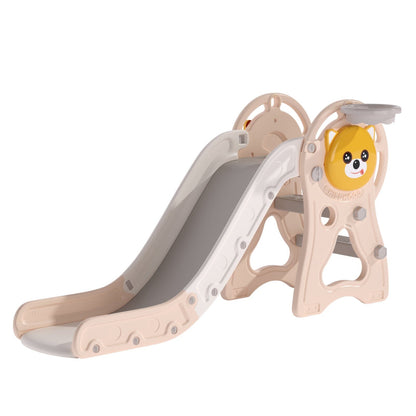 2 - in - 1 Sturdy Toddler Slide with Basketball Hoop for Indoor Outdoor - House Comfort