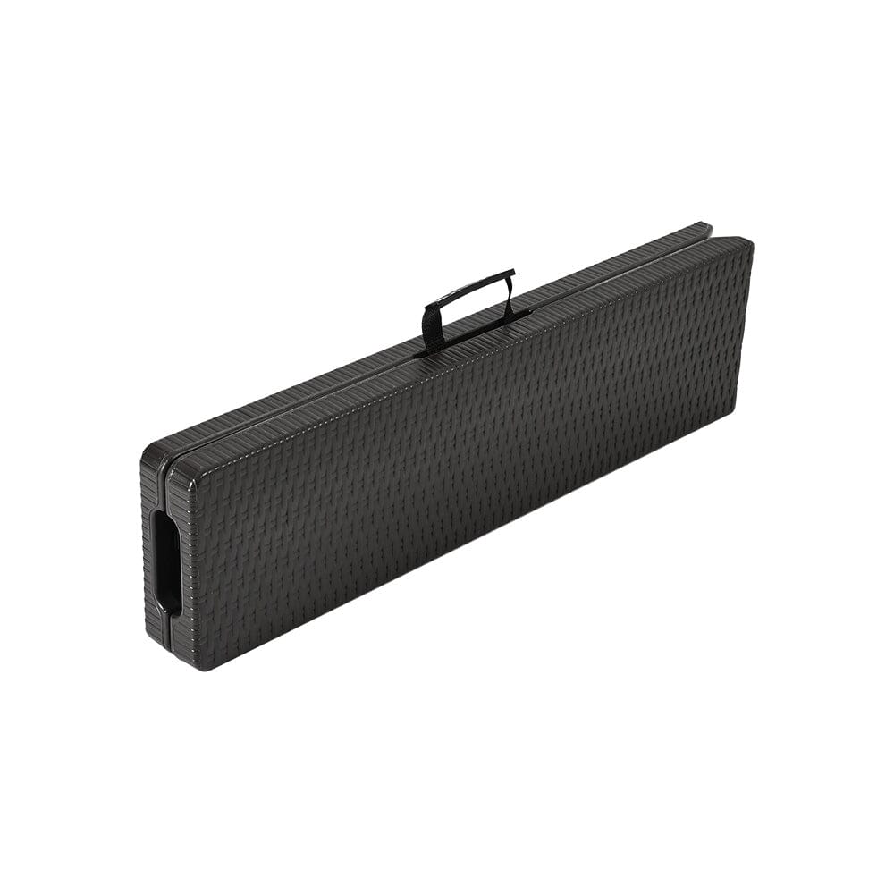 2 pcs Portable Outdoor Folding Chairs Rattan Plastic Black Dining Chairs - House Comfort