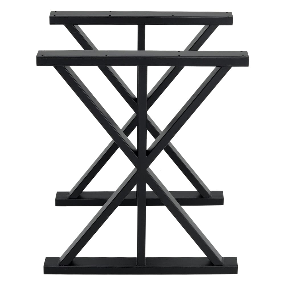 2 Pieces Black Metal Table Legs Heavy Duty Industrial Table Legs - House Comfort