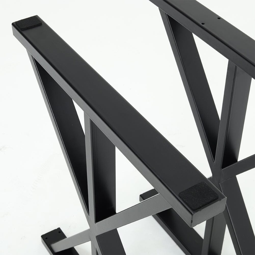 2 Pieces Black Metal Table Legs Heavy Duty Industrial Table Legs - House Comfort