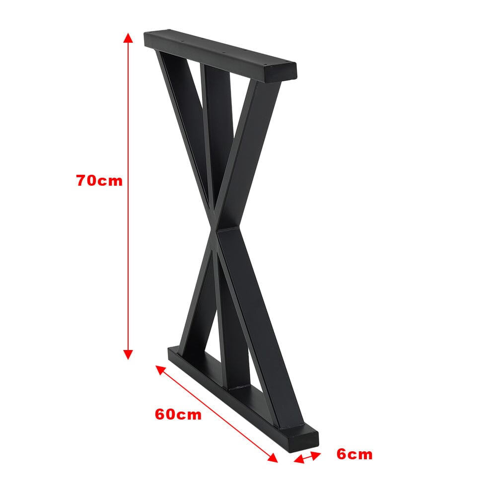 2 Pieces Black Metal Table Legs Heavy Duty Industrial Table Legs - House Comfort