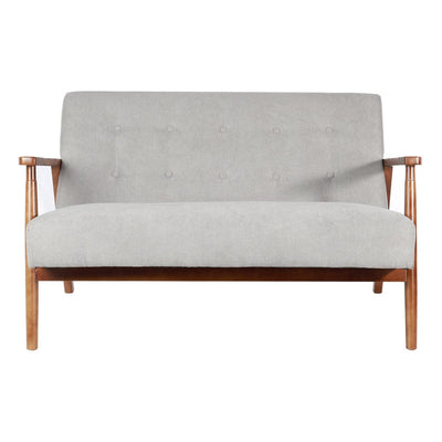 2-Seater Loveseat Sofa Linen Padded Rubber Wood in Grey secondary