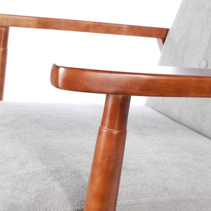 2 - Seater Loveseat Sofa Linen Padded Rubber Wood in Grey - House Comfort