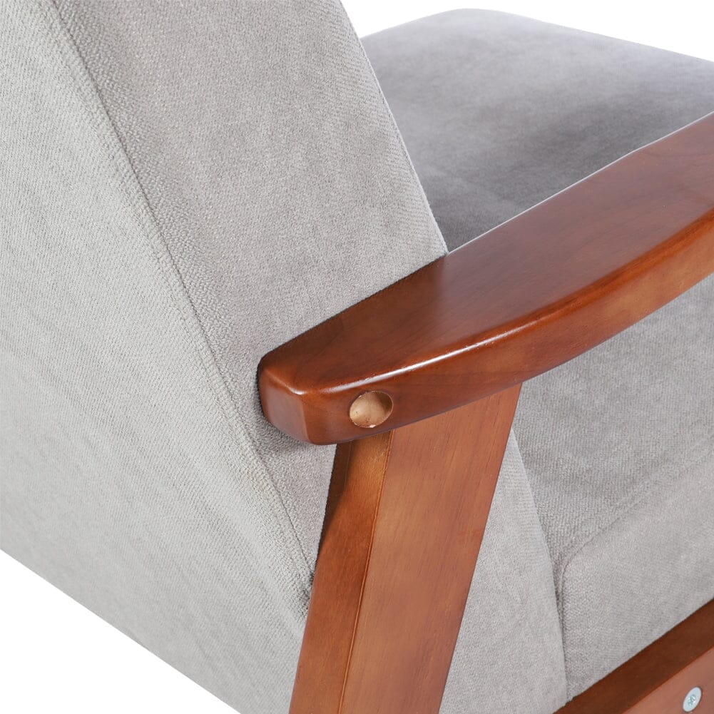 2 - Seater Loveseat Sofa Linen Padded Rubber Wood in Grey - House Comfort