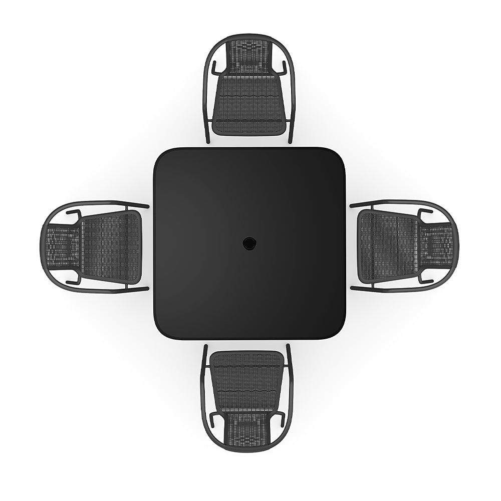 2 Seater Outdoor Table Square Tempered Glass Table and Garden Chairs - House Comfort