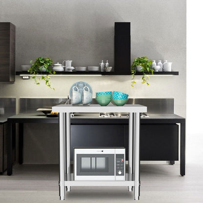 2 Tier Commercial Kitchen Prep and Work Stainless Steel Table - House Comfort