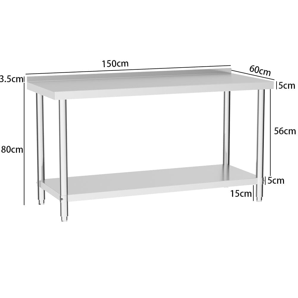 2 Tiers Commercial Kitchen Prep Table Stainless Steel Work Table - House Comfort