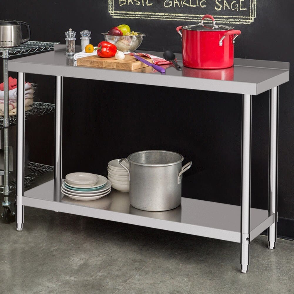 2 Tiers Commercial Kitchen Prep Table Stainless Steel Work Table - House Comfort