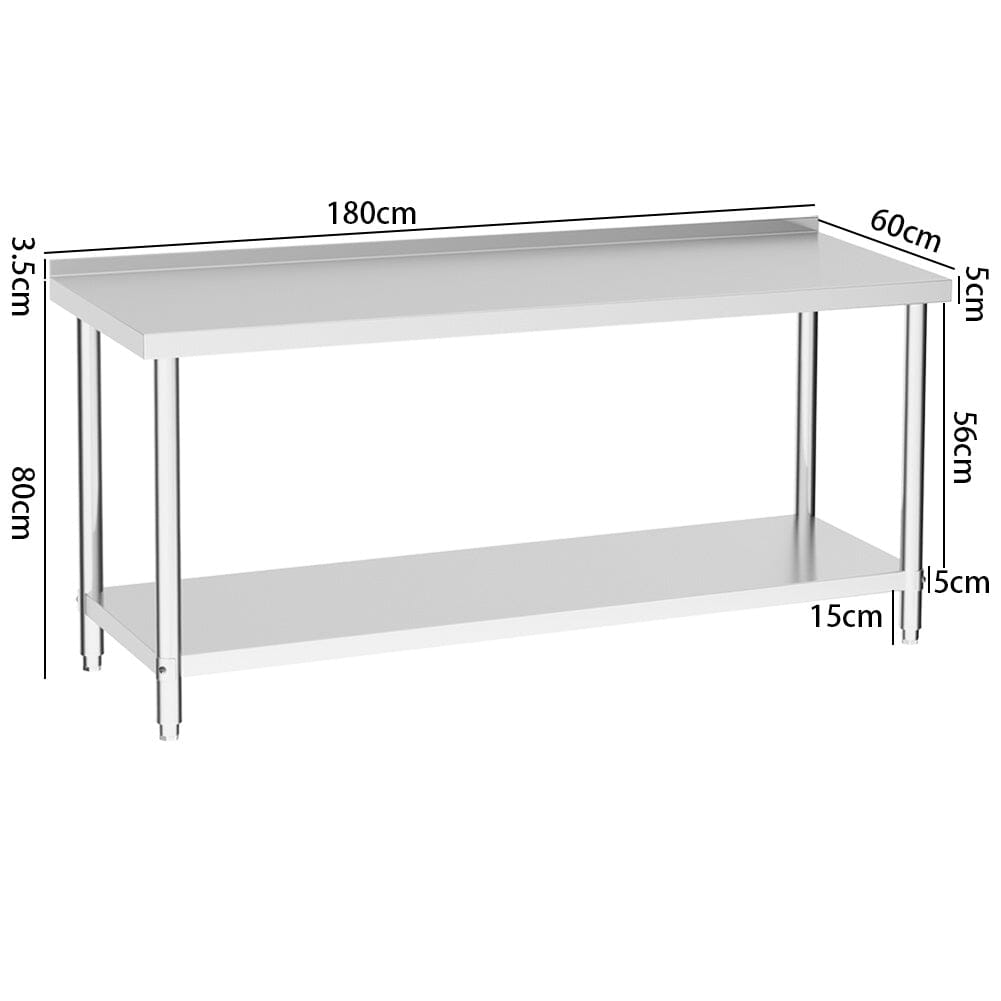 2 Tiers Commercial Kitchen Prep Table Stainless Steel Work Table - House Comfort