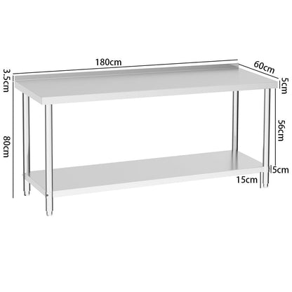 2 Tiers Commercial Kitchen Prep Table Stainless Steel Work Table - House Comfort