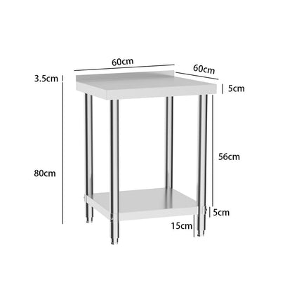 2 Tiers Commercial Kitchen Prep Table Stainless Steel Work Table - House Comfort