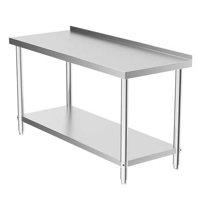 2 Tiers Commercial Kitchen Prep Table Stainless Steel Work Table - House Comfort
