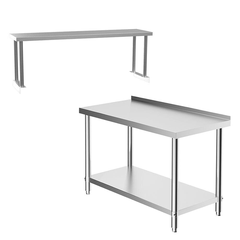 2 Tiers Commercial Kitchen Prep Table Stainless Steel Work Table - House Comfort