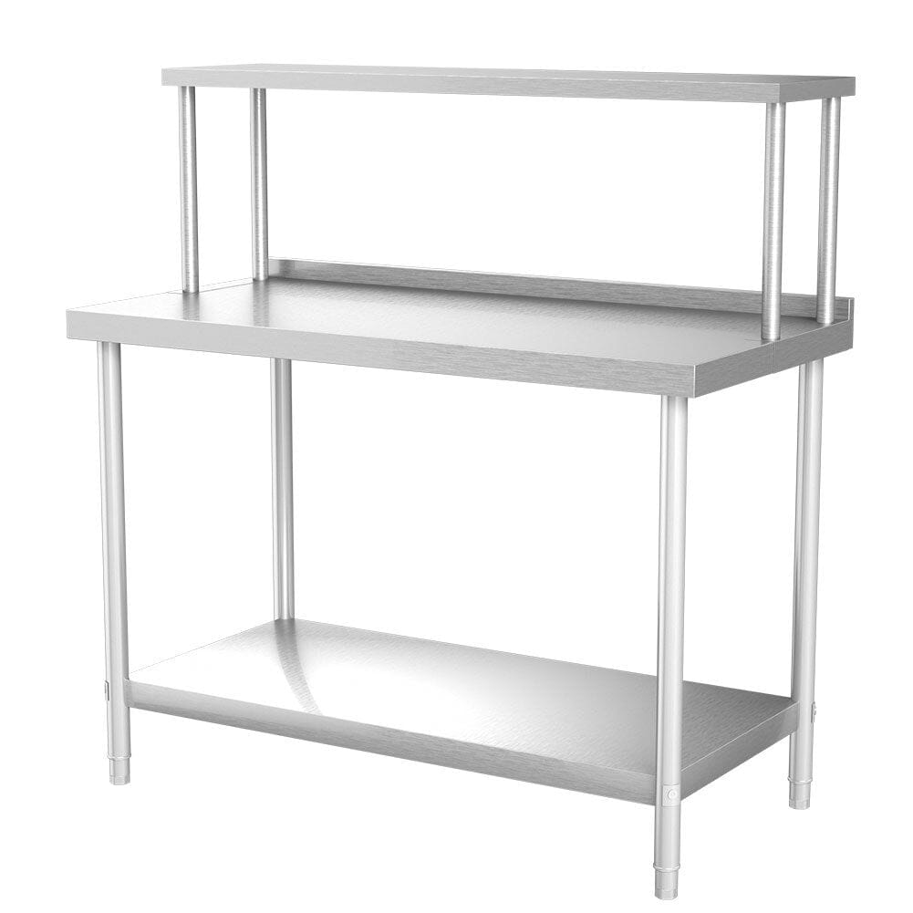 2 Tiers Commercial Kitchen Prep Table Stainless Steel Work Table - House Comfort