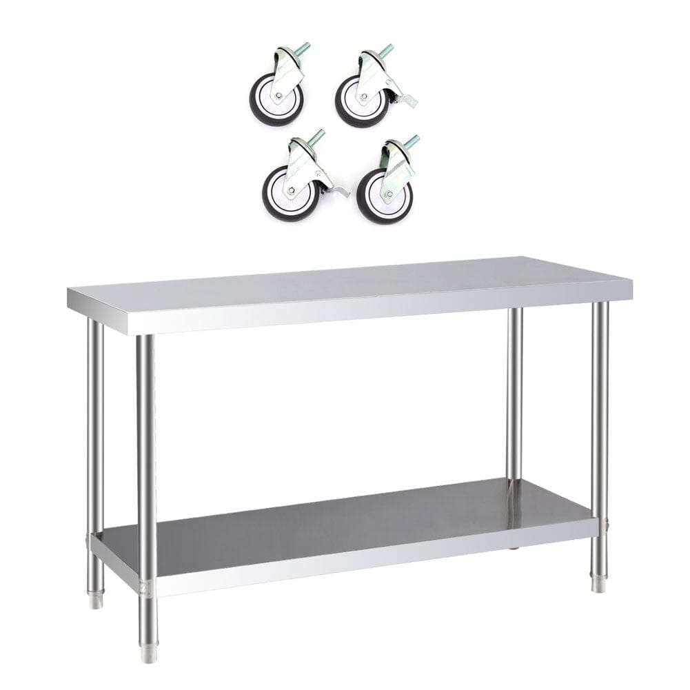2 Tiers Commercial Kitchen Prep Table Stainless Steel Work Table - House Comfort