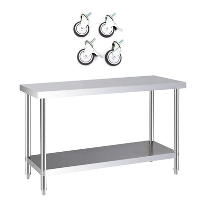 2 Tiers Commercial Kitchen Prep Table Stainless Steel Work Table - House Comfort