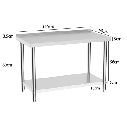 2 Tiers Commercial Kitchen Prep Table Stainless Steel Work Table - House Comfort
