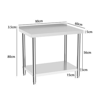 2 Tiers Commercial Kitchen Prep Table Stainless Steel Work Table - House Comfort