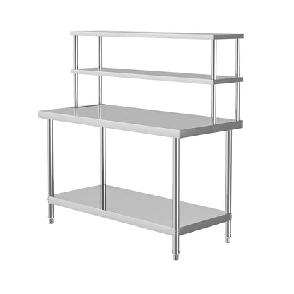 2 Tiers Commercial Kitchen Prep Table Stainless Steel Work Table - House Comfort