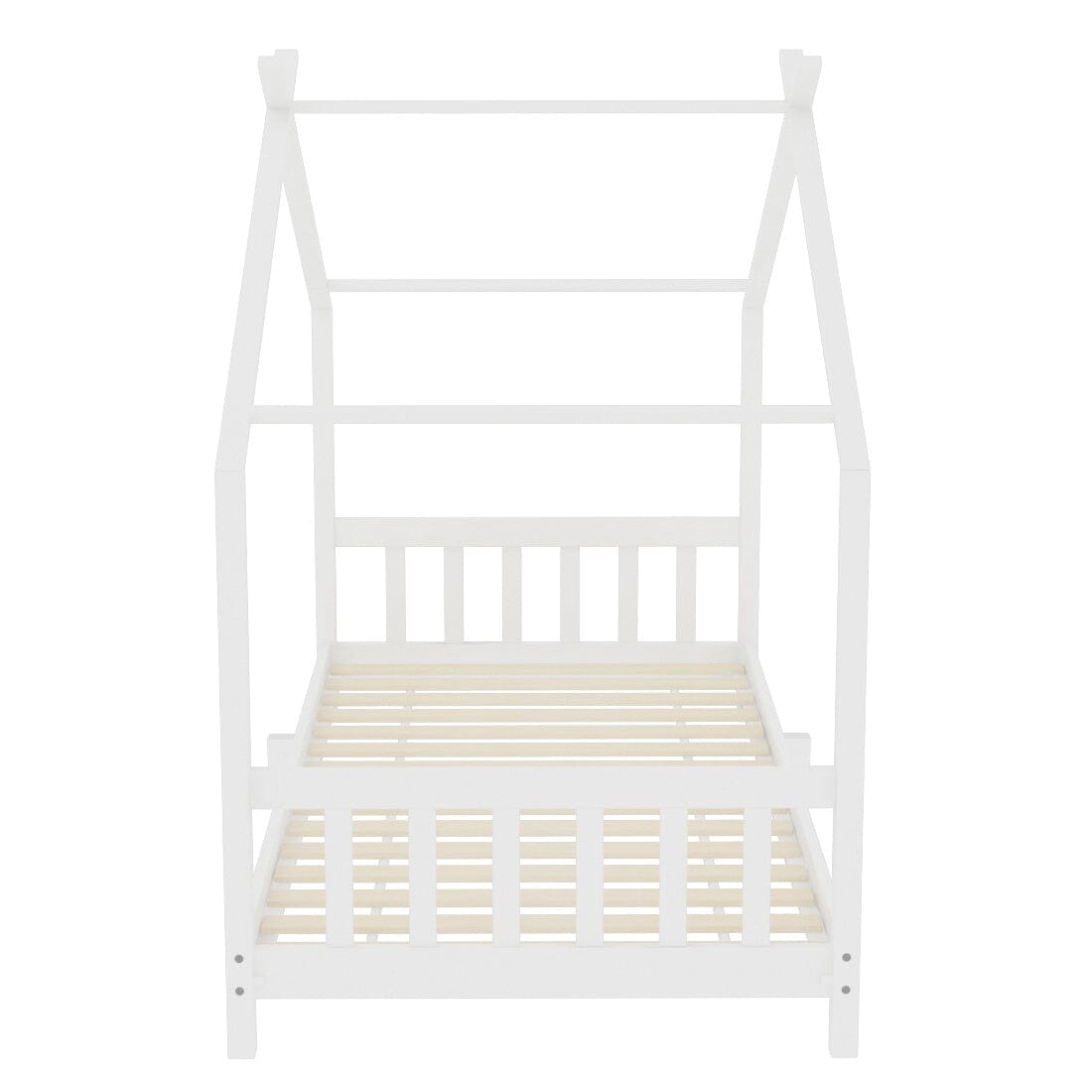 206cm W Nordic Style Pine Wood Bed Frame Toddler Kid Single Bed with Roof - House Comfort