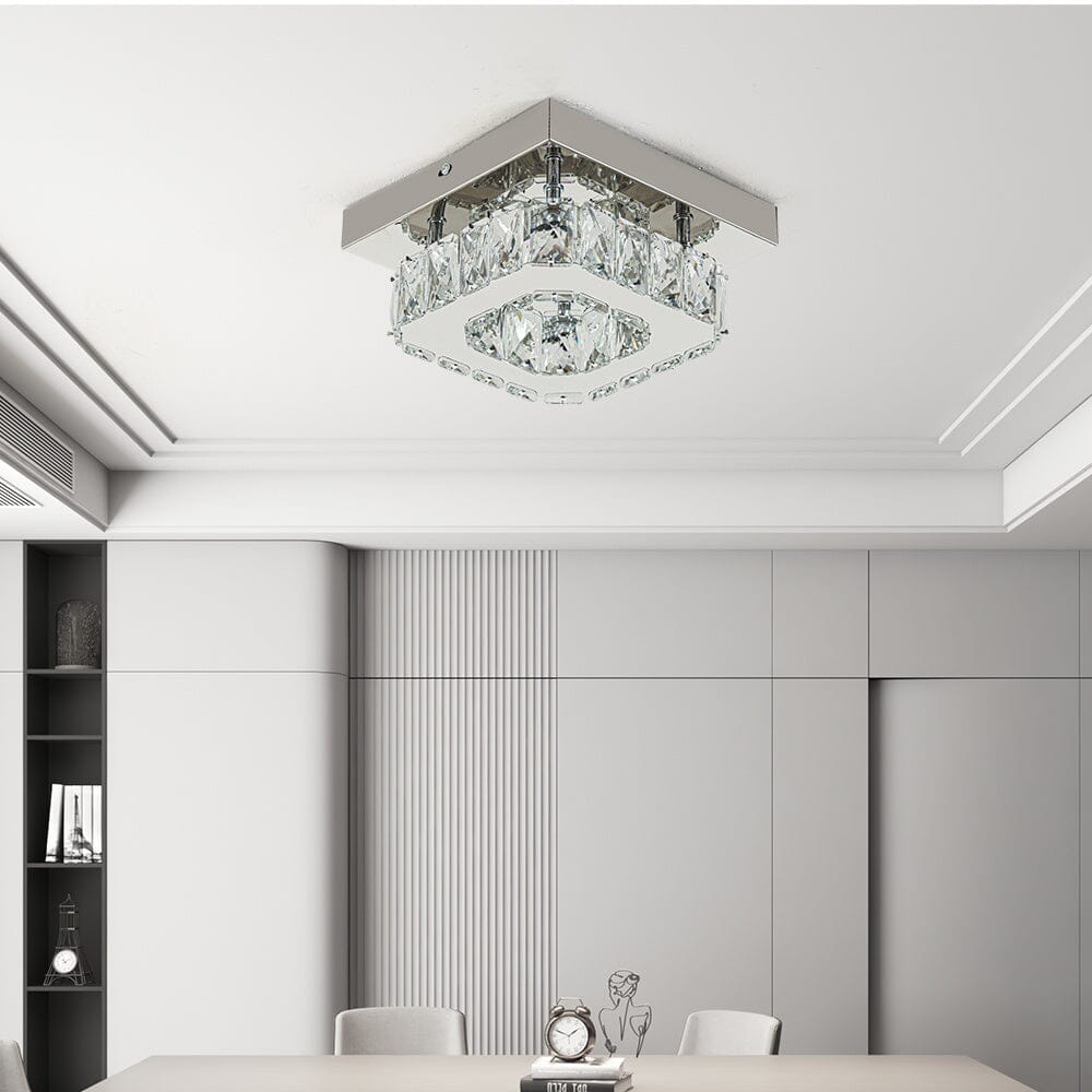 20cm Modern Square Crystal Ceiling Light - House Comfort