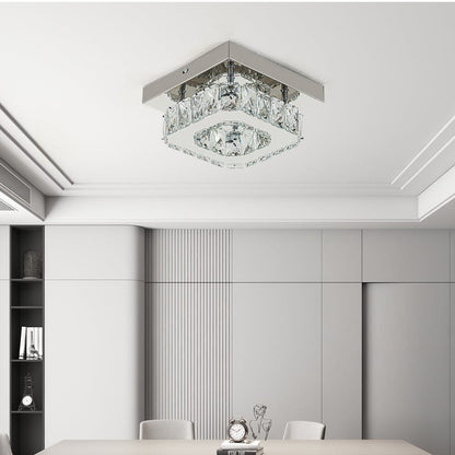 20cm Modern Square Crystal Ceiling Light - House Comfort