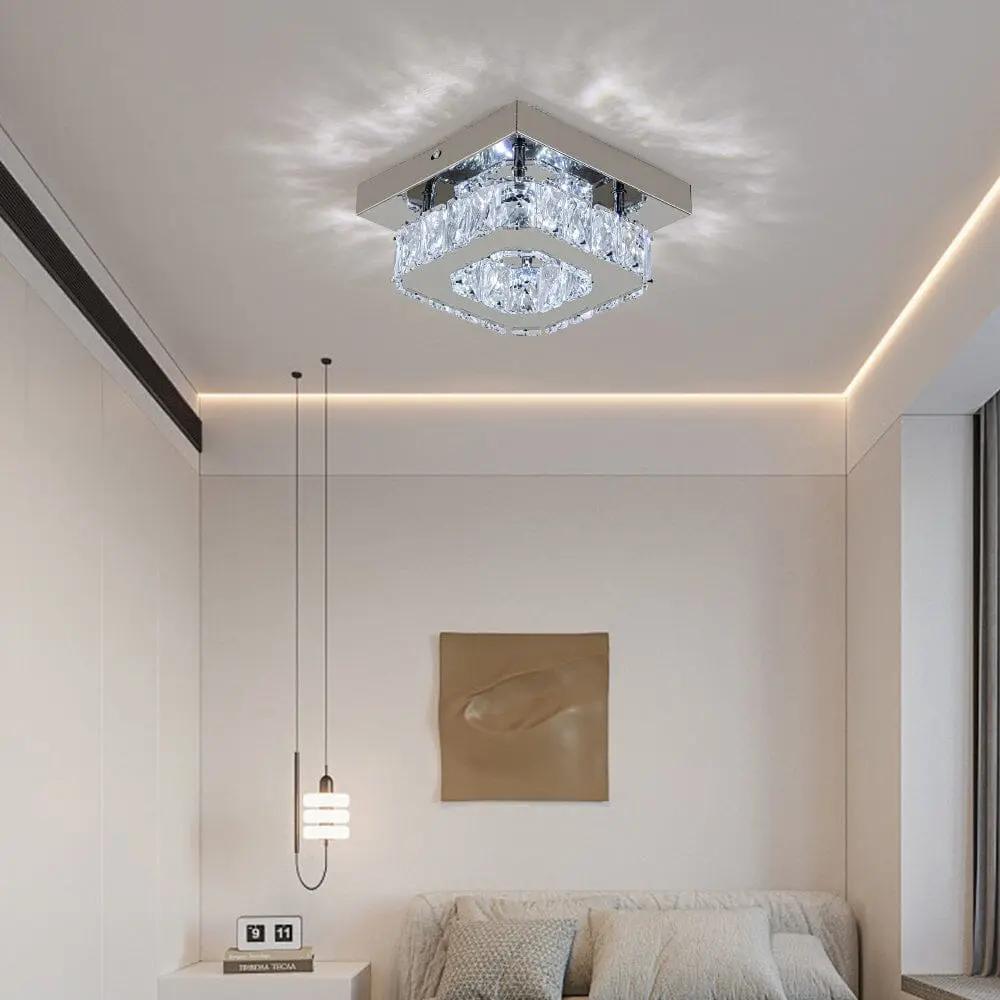20cm Modern Square Crystal Ceiling Light - House Comfort