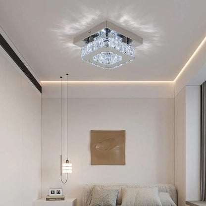 20cm Modern Square Crystal Ceiling Light - House Comfort