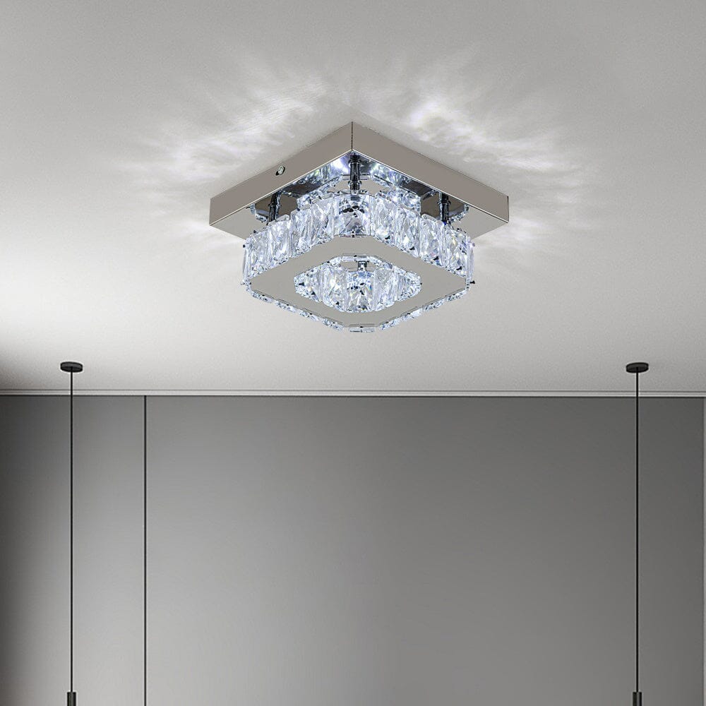 20cm Modern Square Crystal Ceiling Light - House Comfort