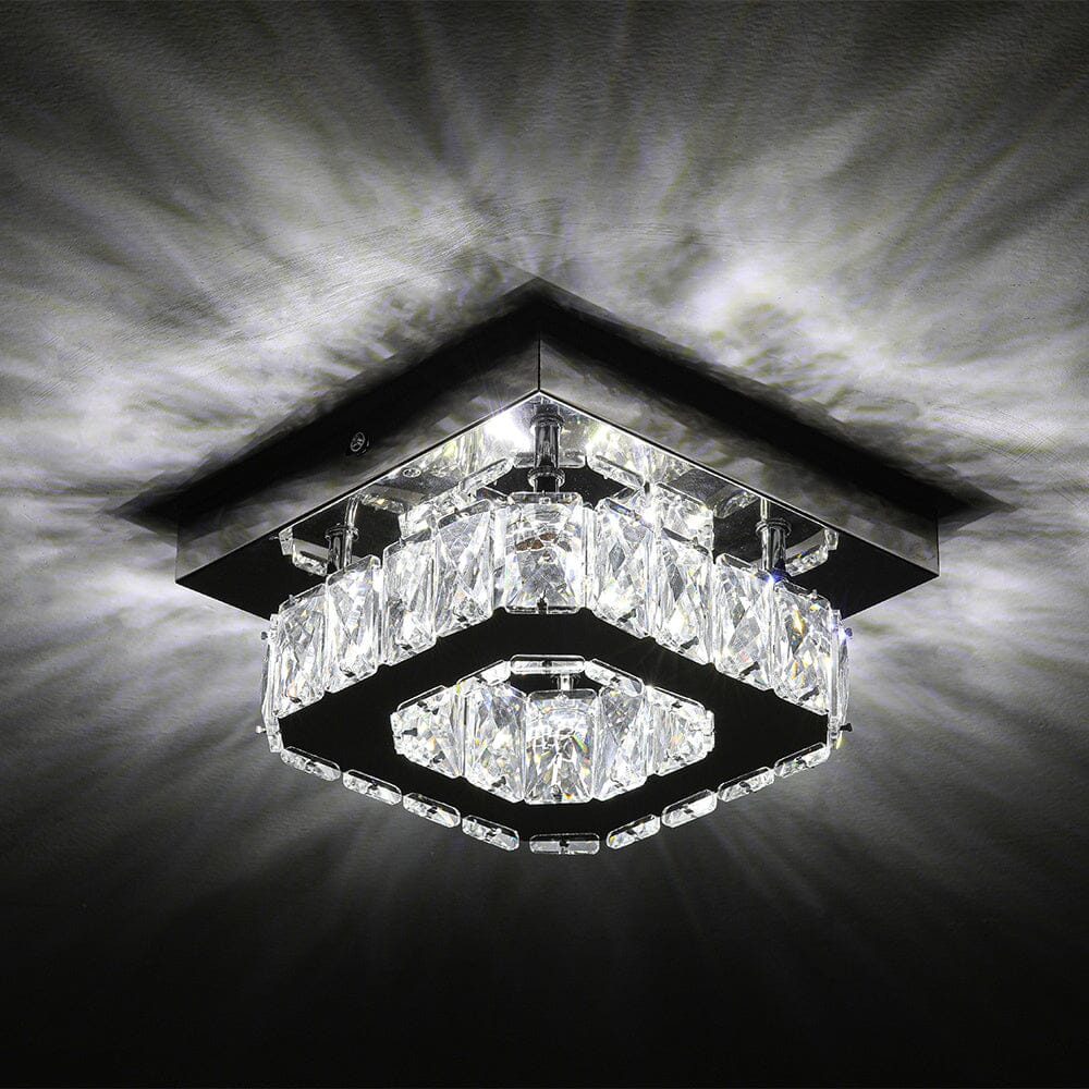 20cm Modern Square Crystal Ceiling Light - House Comfort