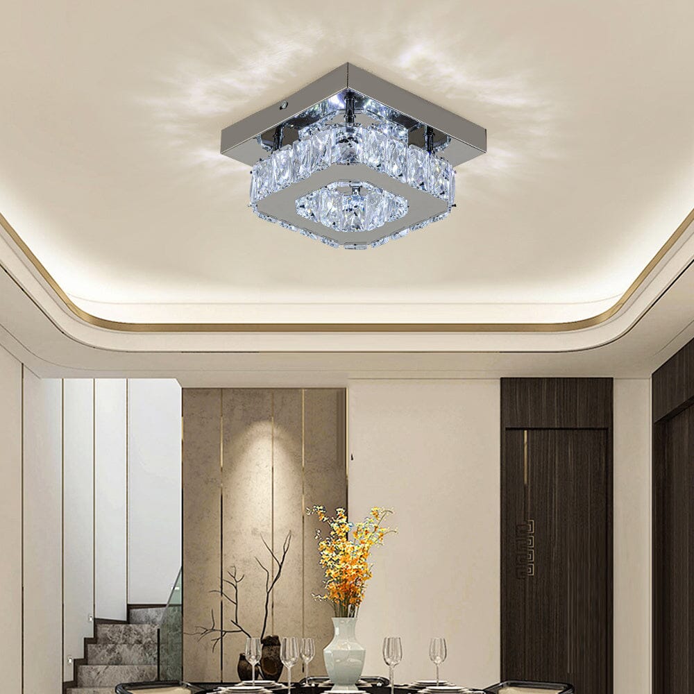 20cm Modern Square Crystal Ceiling Light - House Comfort