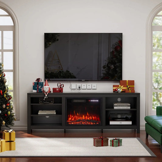 23Inch Electric Fireplace with TV Stand | 12 Flame Colours, Remote Control - House Comfort