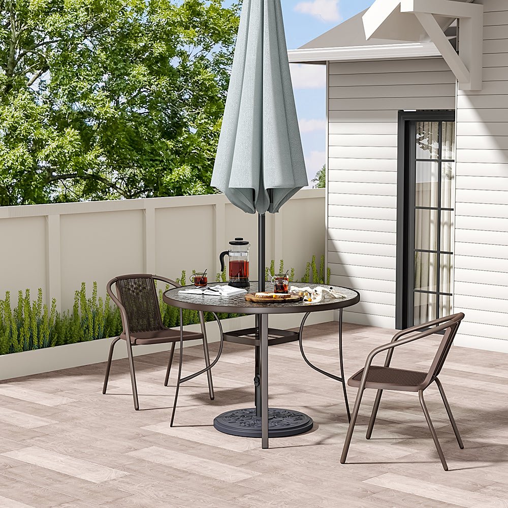 2/4/6 Seater Garden Round Table With Umbrella Hole or Outdoor Chairs - House Comfort