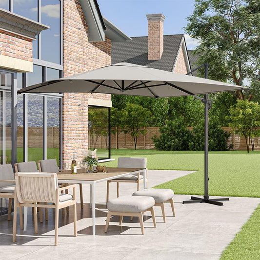 2.5M Cantilever Parasol Grey with Base for Garden - House Comfort